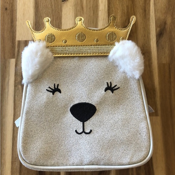 Bath & Body Works Crowned Polar Bear Silver Glitter Cosmetic mini Bag - Picture 1 of 4